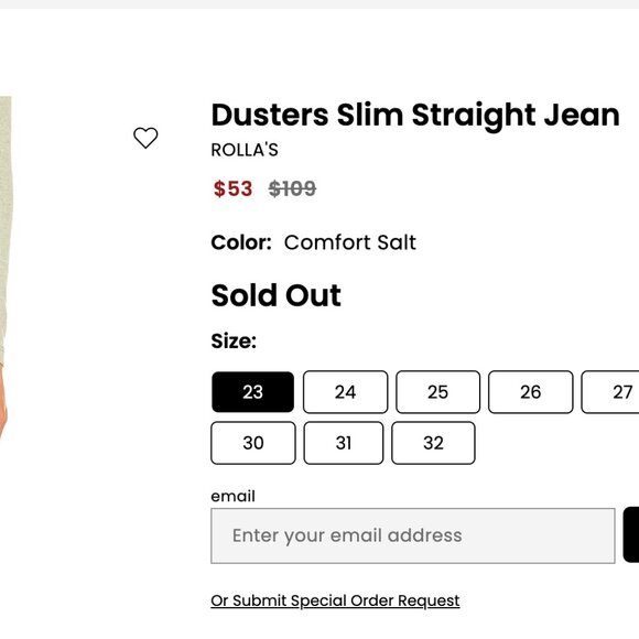 ROLLA'S Dusters Slim Straight Jean in Comfort Salt - Size 23 - Picture 8 of 8